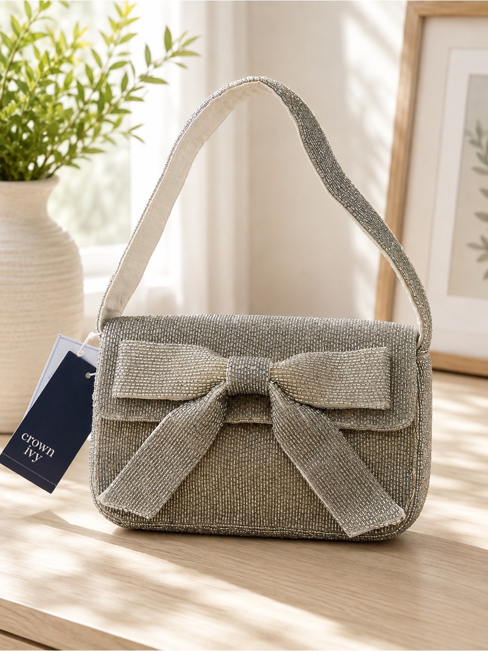 Crown & Ivy x Sewing Down South Beaded Bow Shoulder Bag – New With Tags ✨